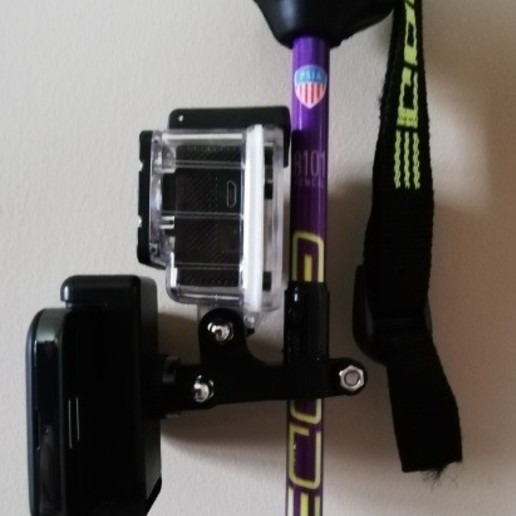 Download STL file Ski Pole Camera Bracket Selfie Stick & Phone Holder